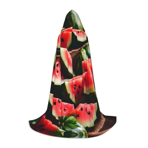 Wassermelonen-Umhang mit frischem Obst und Kapuze, warm, lang, Cosplay-Kostüme, Oberbekleidung, Karneval, Hoodies, Capes von WYCZHY