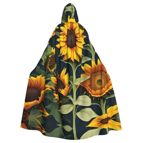 Wilde Blume Sonnenblume Unisex Erwachsene Halloween Umhang mit Kapuze Langes Hexenkostüm Cosplay Umhang Magier Umhang von WYCZHY