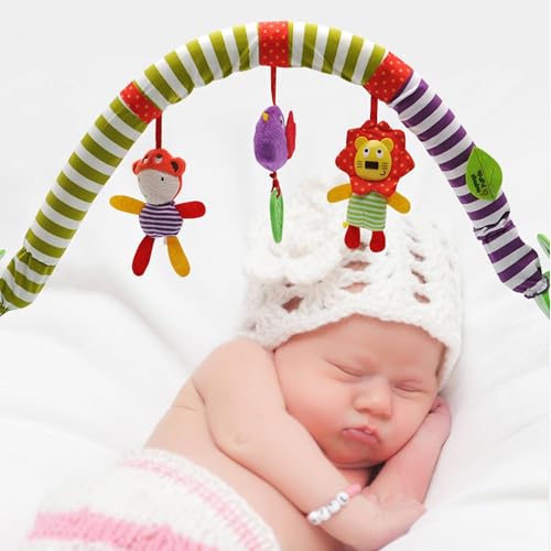 WYFCR Spielbogen, Baby Bogen Spielzeug Kinderwagen, Spielbogen für den Kinderwagen, mit 3 Sensory Hanging Animals Rassel, Hängend Babyspielzeug Geschenk für Neugeborene(Raupenelefantenstil) von WYFCR