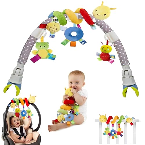 WYFCR Spielbogen, Bogen Spielzeug Kinderwagen, Spielbogen für den Kinderwagen, mit 3 Sensory Hanging Animals Rassel, Hängend Sensory Babyspielzeug Geschenk für Neugeborene(Raupenfrosch-Stil) von WYFCR