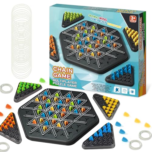 Triggle Spiel,Interaktives Triggle Brettspiel,Ketten Dreieck Schachspiel, Triggle Spiel Gummibänder,Dreieck Schach Brettspiel,Triggle Brettspiel Geeignet für Kinder ab 3 Jahren (B) von WYFDCZZP