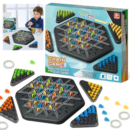 Triggle Spiel,Interaktives Triggle Brettspiel,Ketten Dreieck Schachspiel, Triggle Spiel Gummibänder,Dreieck Schach Brettspiel,Triggle Brettspiel Geeignet für Kinder ab 3 Jahren von WYFDCZZP