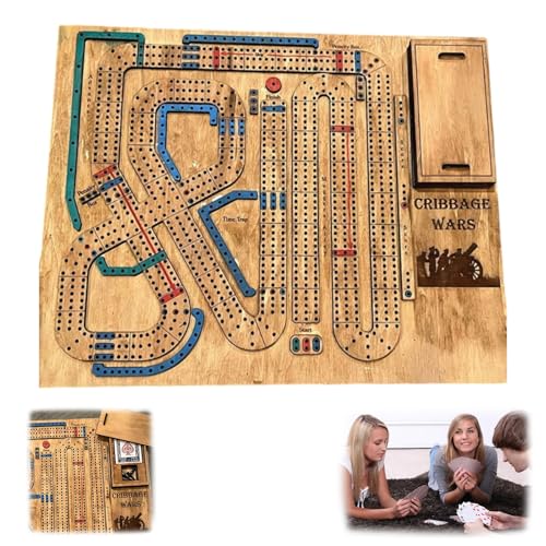 Cribbage-Kriegsspiel – Klassisches Cribbage-Brettset aus Holz mit integrierter Stiftaufbewahrung, Zeitsprüngen und Fallen, perfekt for den Spieleabend mit der Familie und Spaß in der Bar(1PCS) von WYFDMNN