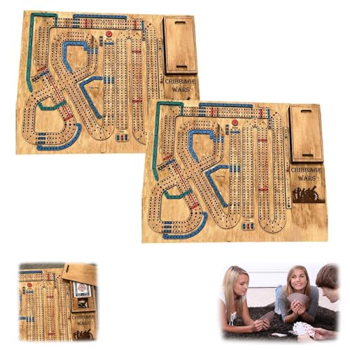 Cribbage-Kriegsspiel – Klassisches Cribbage-Brettset aus Holz mit integrierter Stiftaufbewahrung, Zeitsprüngen und Fallen, perfekt for den Spieleabend mit der Familie und Spaß in der Bar(2PCS) von WYFDMNN