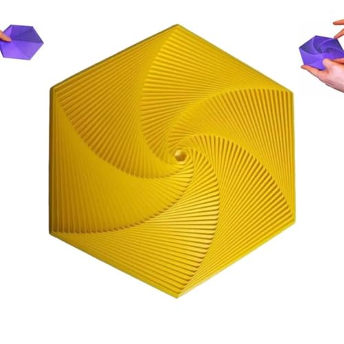 WYFDMNN Fractal Fidget Hexagon, 3D Printed Sensory Toy, Colorful Hexagonal Infinity Cube, Anti-Anxiety Stress Relief Tool, Pocket Size Geometric Fidget Coaster for Kids Adults(Yellow,2.7in/7cm) von WYFDMNN