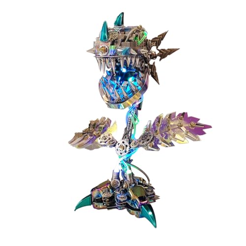 WYFTOY 3D Metall Piranha Pflanze Blume Puzzle für Erwachsene, Steampunk Pflanze Montage Modellbausatz 770PCS+ DIY Mechanische 3D Puzzles, mittlere Schwierigkeit zu montieren von WYFTOY