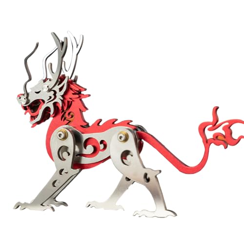 WYFTOY 3D-Metall-Puzzle, mechanische Yazi-Metallmodellbausätze, Eastern Ferocious Beast Collection, Gehirn-Teaser, DIY, Kunst, Handwerk, Dekoration, Mini-Puzzles (rot) von WYFTOY