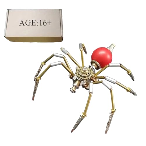 WYFTOY 3D Metallpuzzle für Erwachsene, Steampunk Mechanischer Rundbauch-Tiny-Spider Montage Modellbausatz, DIY Bionics Insektenmodell (Bausatz-Version/90PCS/Rot) von WYFTOY