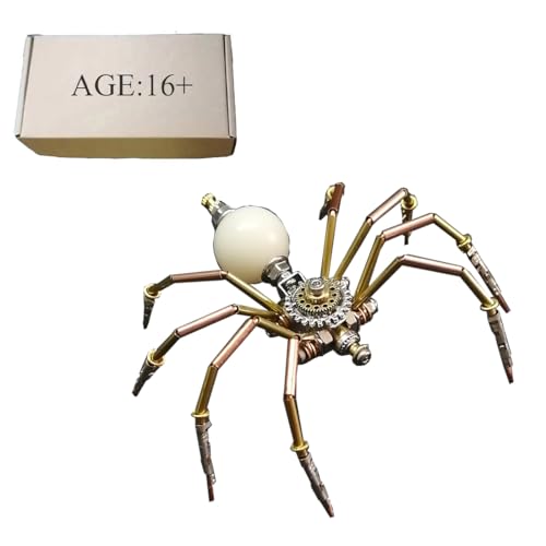 WYFTOY 3D Metallpuzzle für Erwachsene, Steampunk Mechanischer Rundbauch-Tiny-Spider Montage Modellbausatz, DIY Bionics Insektenmodell (Bausatz-Version/90PCS/Weiß) von WYFTOY