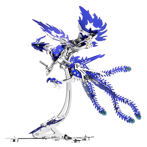 WYFTOY 3D-Metallpuzzles für Erwachsene, mechanischer Phoenix-Montage-Modellbausatz, DIY-Puzzle-Bulid Kits, Handarbeits-Dekorationssammlung (358 Stück/Blau) von WYFTOY