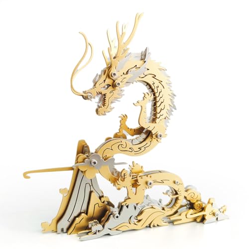 WYFTOY DIY Mechanischer chinesischer Drache Metall Montage Spielzeug Kreative Ornament (Kit Version/92PCS/Golden) von WYFTOY