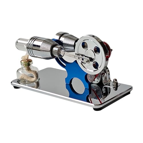 WYFTOY ENJOMOR Heißluft-Stirlingmotor-Modellbausatz, spiegelreflektierender thermischer Luftgenerator, Modell mit LED-Lampenschnur (blau) von WYFTOY