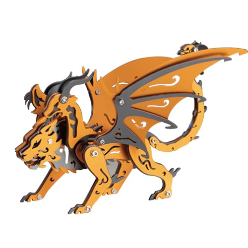 WYFTOY Erwachsene 3D Metall Puzzles, Chimera Metall Modellbausätze, 3D Metallpuzzles Mechanisch, Bausteine DIY Montage, Schwarz Orange von WYFTOY