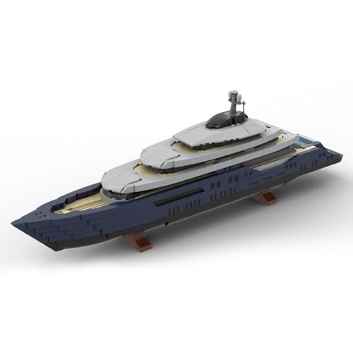 WYFTOY MOC-185088 Mini-Luxusyacht, Maßstab 1/200, Montageset (1671 Teile/Graublau) von WYFTOY