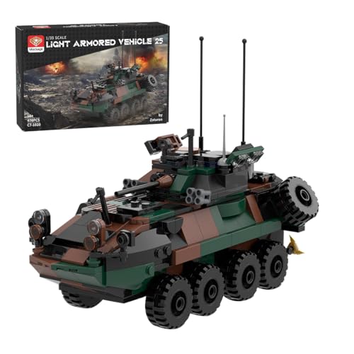 WYFTOY Mocsage MOC-126469 Militärfahrzeug-Modellbausteine, DIY-Bausteine, LAV-25 Infanterie-Kampffahrzeugmodell, 476-teiliges Baustein-Set mit kleinen Partikeln von WYFTOY