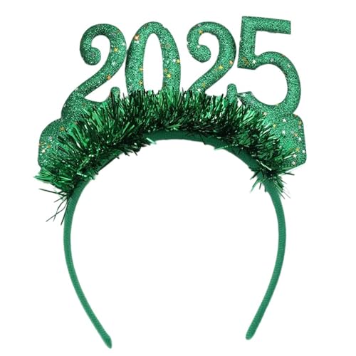 WYLZLKX 2025 Jahres-Haarreif, Karneval, Pailletten-Kopfschmuck für Erwachsene, Teenager, glitzerndes Feuerwerk, Festival, Urlaub, Party, Requisiten, Grün von WYLZLKX