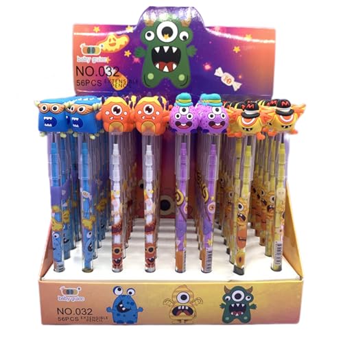 WYLZLKX 56 Stück Halloween Bleistifte Halloween Multi Point Stapelbar Push Bleistift Sortiment mit Bleistift für Halloween Party Halloween Monster Bullet Pencil von WYLZLKX