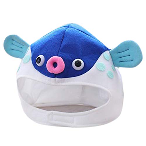 WYLZLKX Halloween Funny Cartoon Puffer Fish Plush Hat Stuffed Toy Japanese Globefish Headgear Cosplay Photo s von WYLZLKX