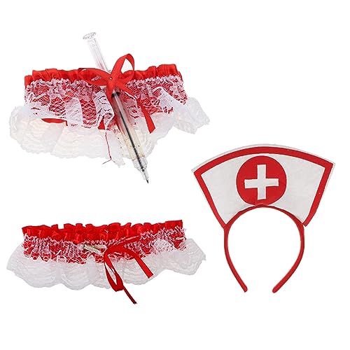 WYLZLKX Halloween-Kostüm, Cosplay, Krankenschwester, Stirnband, Stift, Stethoskop, Oberschenkel, Kette, Erwachsenenkostüm-Set, Halloween-Zubehör von WYLZLKX