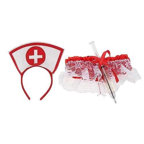 WYLZLKX Halloween-Kostüm, Cosplay, Krankenschwester, Stirnband, Stift, Stethoskop, Oberschenkel, Kette, Erwachsenenkostüm-Set, Halloween-Zubehör von WYLZLKX