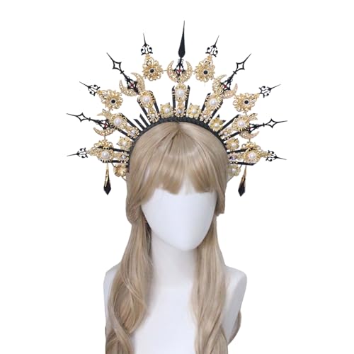 WYLZLKX Kronen Stirnband Basteln Making Kits Mutter Gott Kostüm Stirnband Sonne Dame Haarband Weibliche Tiaras Crownpiece TS84A7 von WYLZLKX