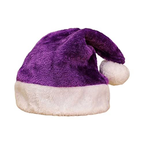 WYLZLKX Weiche Weihnachtsmannmütze, bequeme Mütze, traditionelle Multi-Weihnachtsmannmütze für Erwachsene, Neujahrsgeschenke, Violett, ca. 29 x 39 cm von WYLZLKX