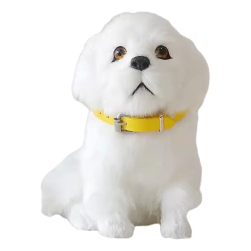 Live Pets Dog Stuffed Animal - Little Live Pets Dog with Barking Sounds, Fur Real Pets Toys, Home Office Decoration, Collectible Gifts (Pure White Dog) von WYRMB