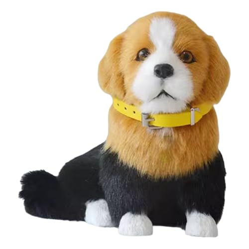 Live Pets Dog Stuffed Animal - Little Live Pets Dog with Barking Sounds, Fur Real Pets Toys, Home Office Decoration, Collectible Gifts (Yellow and Black Block Dog) von WYRMB