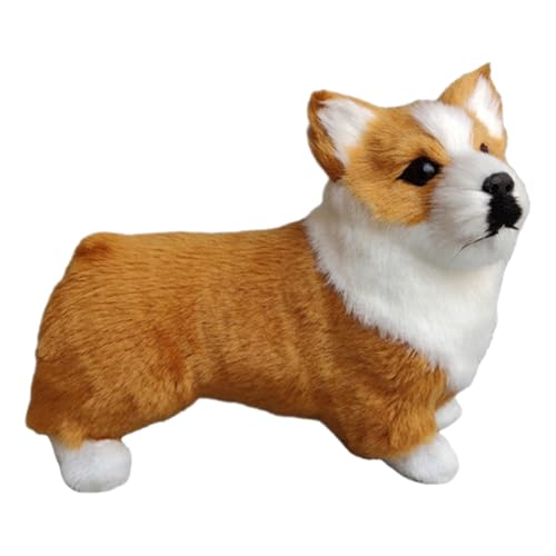 Lively Corgi Stoffhund – Kunstfell- und Hardware-Modell, perfekt für Heimbüro-Regale, Sammlerstück-Geschenke und Kinder – kleine lebende Haustiere, Spielzeug, echtes Haustier-Spielzeug (gelber Block) von WYRMB