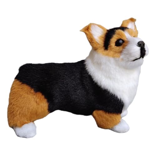 Lively Corgi Stoffhund – Kunstfell- und Hardware-Modell, perfekt für Heimbüro-Regale, Sammlerstück-Geschenke und Kinder – kleine lebende Haustiere, Spielzeug, echtes Haustier-Spielzeug (schwarzer von WYRMB