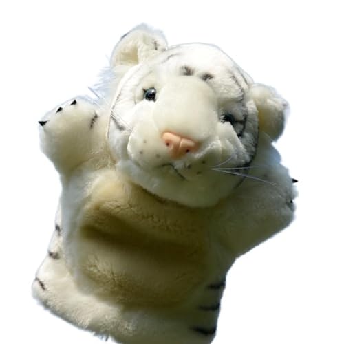 Simulation Cute Tiger Handpuppe Plüschtier Weiß Sternzeichen Tiger Puppe Eltern-Kind Trostpuppe Bauchredner Geschenk (Weiß), Weiß von WYRMB