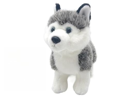 Simulation Super Cute Husky Plush Toy Animal Puppy Plush Doll Soft and Cute Early Education 's Gift Home Decoration (White), White von WYRMB