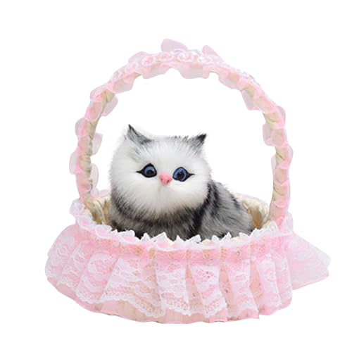 WYRMB Exquisite weiche Weihnachten Stofftier Dekoration Lustige Spielzeug Katze in der Spitze Hängekorb Puppe Spielzeug Mini Katze im Schuh mit Miaugeräuschen Niedliche Kitty Spielzeug von WYRMB