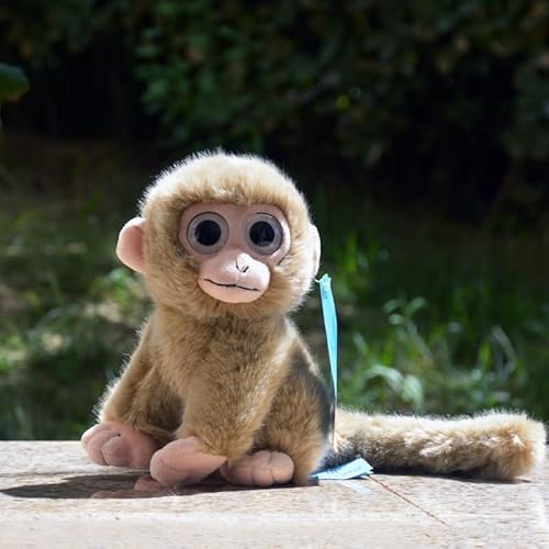 WYRMB Simulation Cute Big Eyes Small Affe Plush Toy Brown Gray Affe Doll Tail Monkey Doll Soft (Grau), Grau von WYRMB