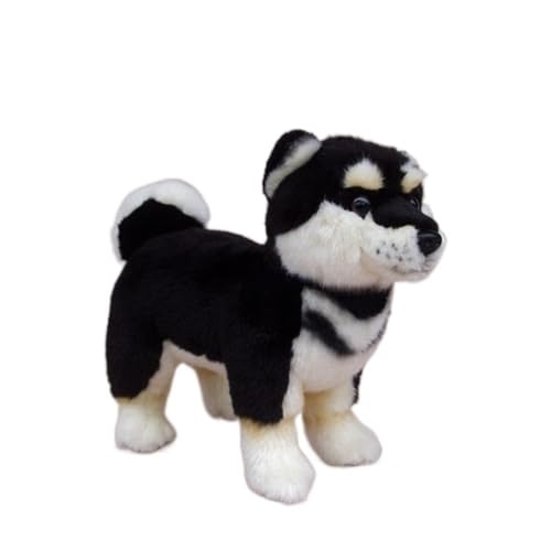 WYRMB Simulation Cute Shiba Inu Plush Toy Super Cute Black Pet Dog Doll Black Standing Dog Doll Gift von WYRMB