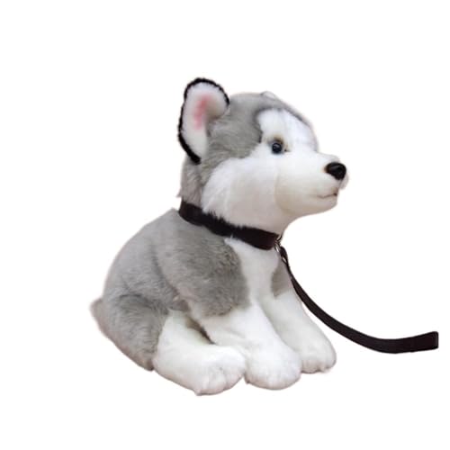 WYRMB Simulation Super Cute Husky Doll Leash Husky Plush Toy Cute Dog Doll Soft Gift von WYRMB