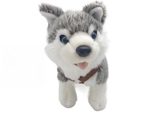 WYRMB Simulation Super Cute Husky Plush Toy Animal Puppy Plush Doll Soft and Cute Early Education 's Gift Home Decoration (Silber), Silber von WYRMB