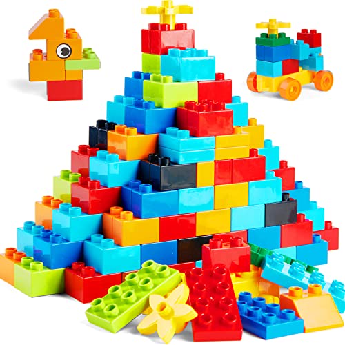 WYSWYG® Große Bausteine Set 240 Stück für Kinder ab 3 Jahre, Kompatibel mit duplo Steine und Top-Marken, Steine Box Starterset, Bunte Grundbausteine, ab 3-4-5 Jahre von WYSWYG