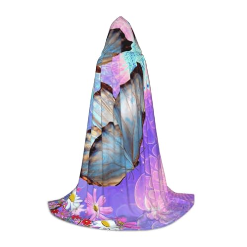WYYDPPLK Langer Kapuzenumhang für Teenager, Blumen, bunter Schmetterlingsdruck, Cosplay, Rolle, Party, Halloween-Kostüme WYYDPPLK Langer Kapuzenumhang für Teenager, Blumen, bunter Schmetterlingsdruck, Cosplay, Rolle, Party, Halloween-Kostüme von WYYDPPLK