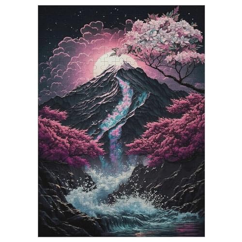 Für Erwachsene 300-Teiliges Kirschbaumkunst Japan -Puzzles, Holzbrett-Puzzle, Für Kinder, Geschenke, 42×30cm von WYYLLLL