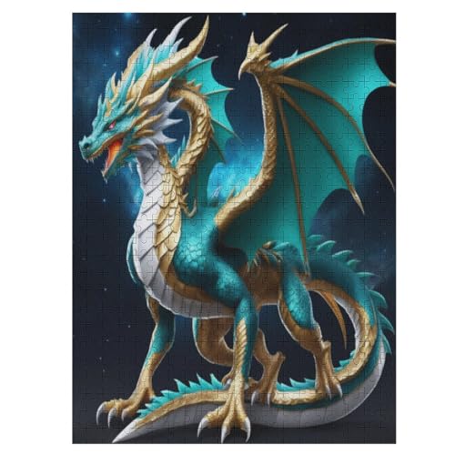 Puzzles Für Erwachsene Drache,500-teilige Puzzle Für Erwachsene Und Kinder Ab 12 Jahren, Holzpuzzles Für Die Heimdekoration, 55×41cm von WYYLLLL