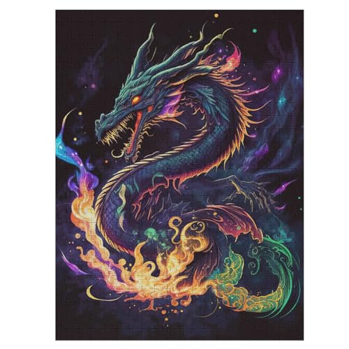 Puzzles Für Erwachsene Drache,500-teilige Puzzle Für Erwachsene Und Kinder Ab 12 Jahren, Holzpuzzles Für Die Heimdekoration, 55×41cm von WYYLLLL