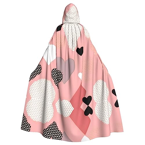 WZYWHJ Abstrakter Liebesdiagramm Druck Aldult Qualität Cosplay Poncho Kapuzenumhang für Damen und Herren Halloween von WZYWHJ