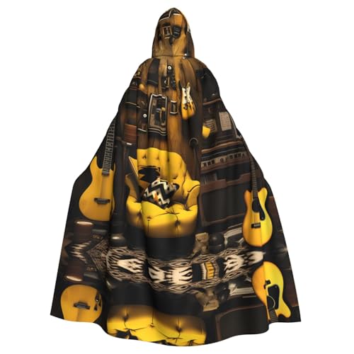 WZYWHJ Aldult Cosplay-Poncho mit Kapuze, Senfgelb und Schwarz, für Damen und Herren, Halloween-Party von WZYWHJ