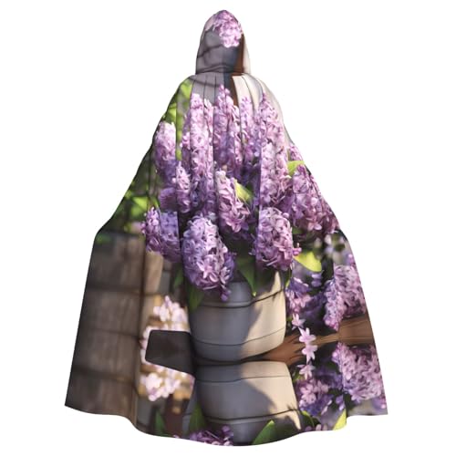 WZYWHJ Aldult Cosplay-Poncho mit Kapuze, für Damen und Herren, lilafarbenes Blumenmuster, Halloween-Party von WZYWHJ