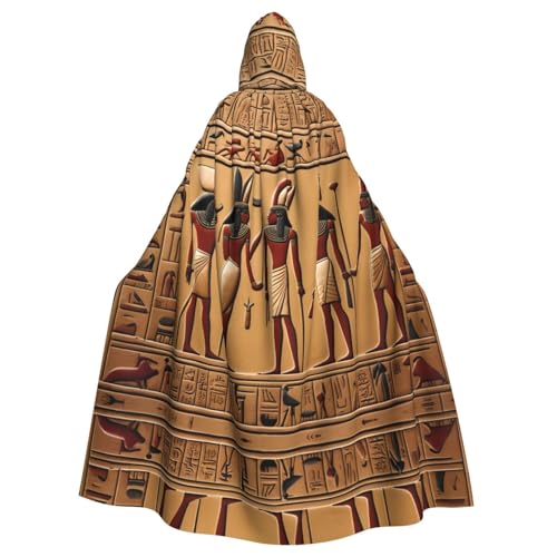 WZYWHJ Antike ägyptische Hieroglyphe Muster Aldult Qualität Cosplay Poncho Kapuzenumhang für Damen und Herren Halloween von WZYWHJ