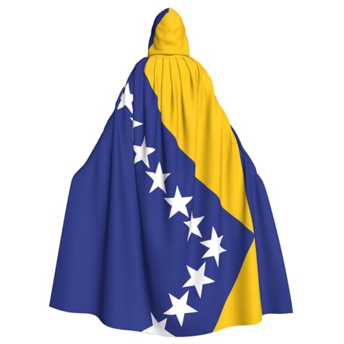 WZYWHJ Bosnien-Herzegowina-Flaggen-Druck, Cosplay-Poncho mit Kapuze, Umhang für Damen und Herren, Halloween-Party von WZYWHJ