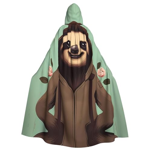 WZYWHJ Cartoon-Faultier-bedruckter Cosplay-Poncho mit Kapuze, Umhang für Damen und Herren, Halloween-Party von WZYWHJ