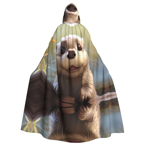 WZYWHJ Cartoon-Otter-Muster, Aldult Qualität, Cosplay-Poncho mit Kapuze, Umhang für Damen und Herren, Halloween von WZYWHJ