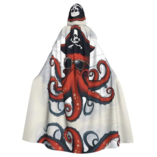 WZYWHJ Cartoon-Poncho mit Segelpirat, Oktopus-Muster, Aldult Qualität, Cosplay-Poncho mit Kapuze, Umhang für Damen und Herren, Halloween von WZYWHJ